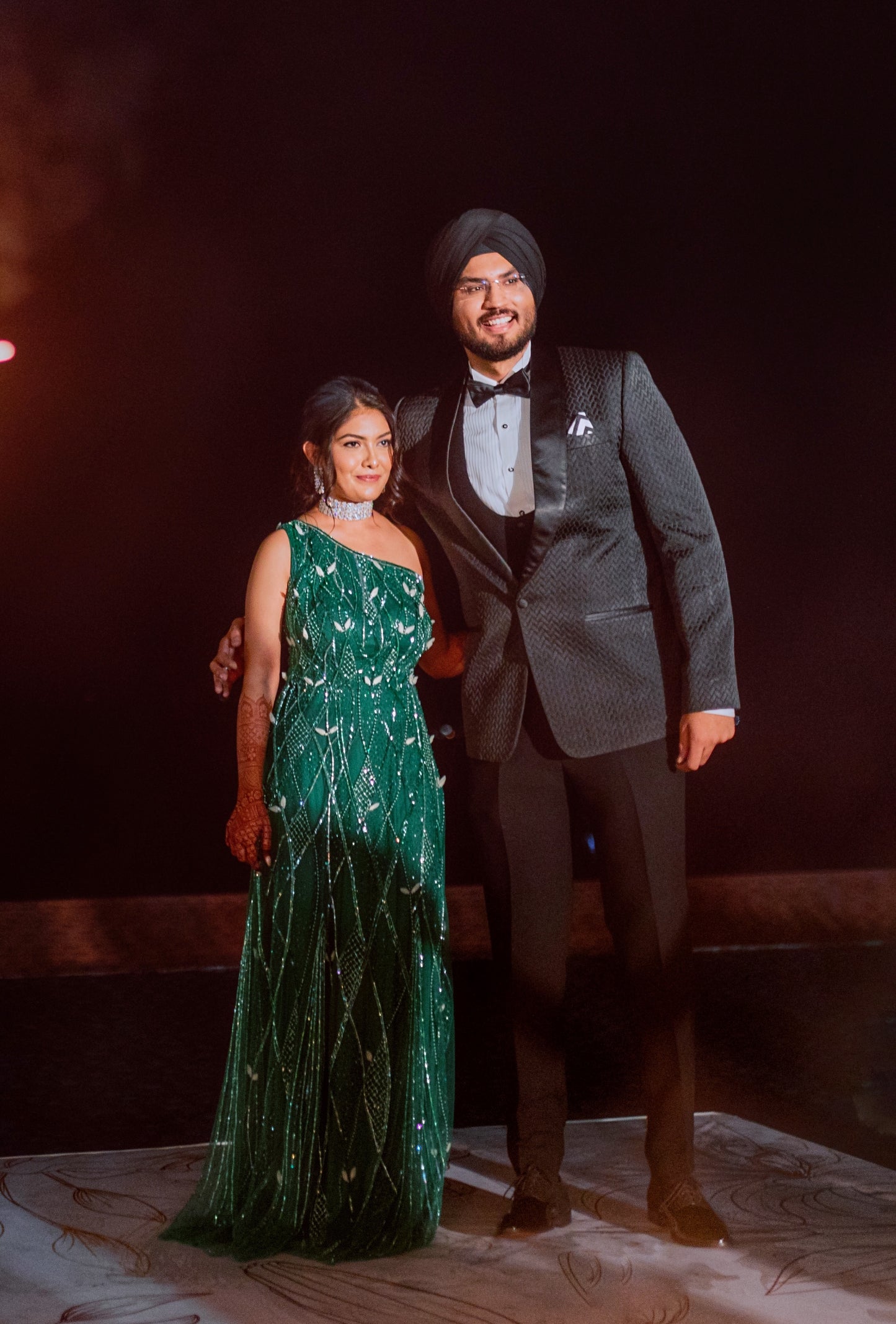 Emerald one shoulder gown