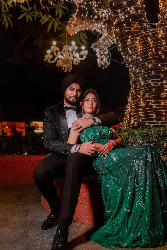 Emerald one shoulder gown