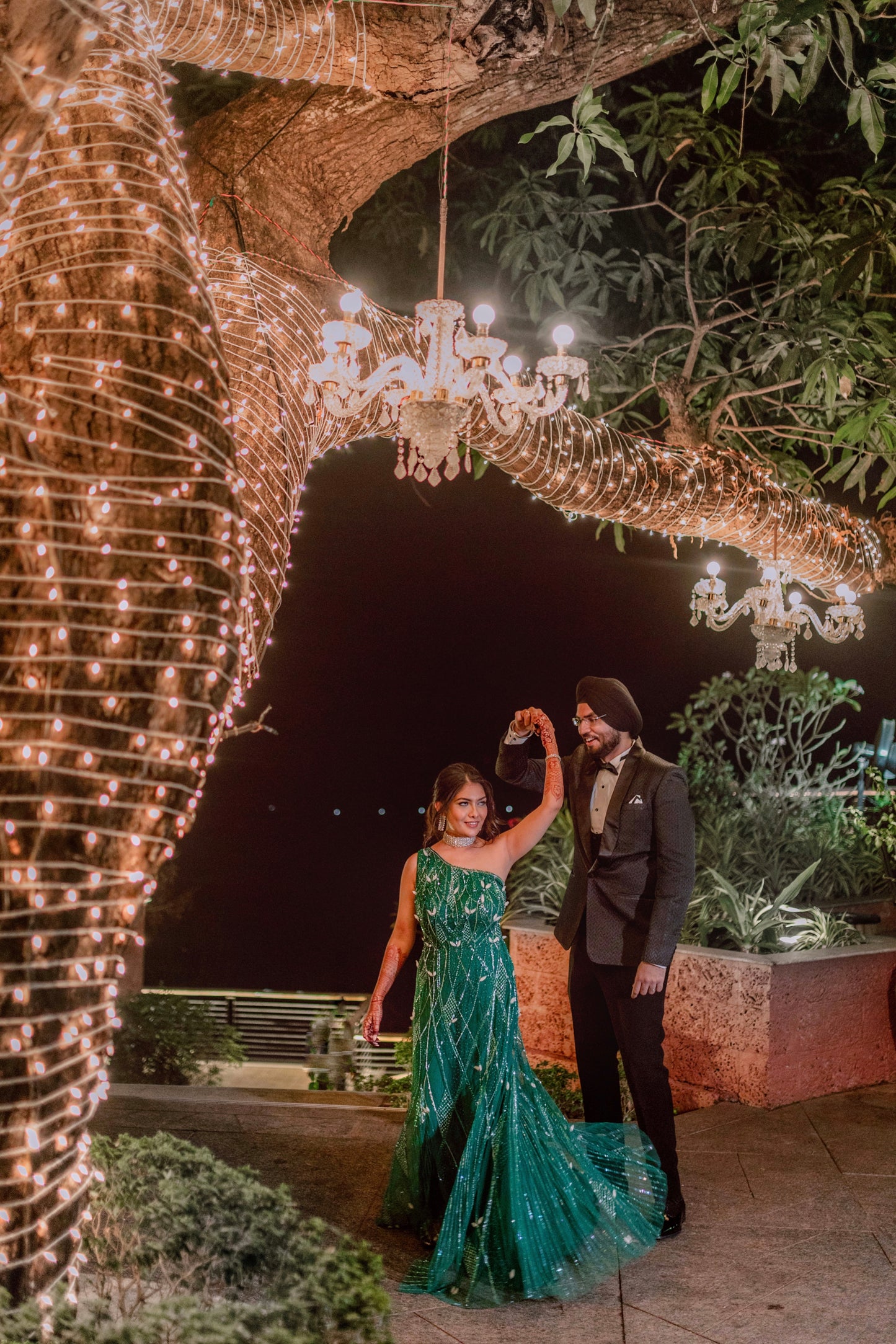 Emerald one shoulder gown